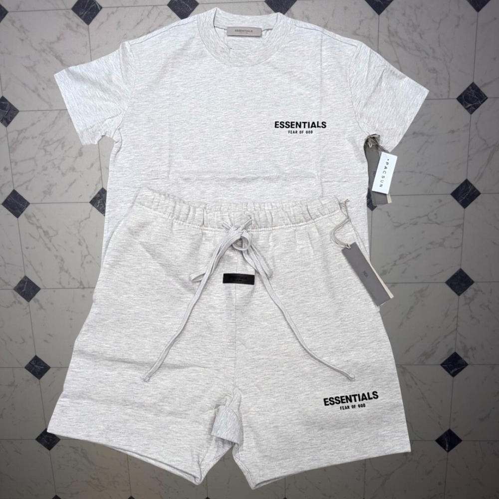 Fear of God Essentials Oatmeal Set Tee Shirt Shorts NWT SIZE L